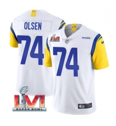 Nike Los Angeles Rams 74 Merlin Olsen White 2022 Super Bowl LVI Vapor Limited Jersey
