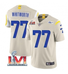 Nike Los Angeles Rams 77 Andrew Whitworth Bone 2022 Super Bowl LVI Vapor Limited Jersey