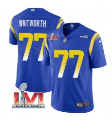 Nike Los Angeles Rams 77 Andrew Whitworth Royal 2022 Super Bowl LVI Vapor Limited Jersey