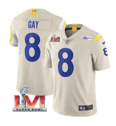 Nike Los Angeles Rams 8 Matt Gay Bone 2022 Super Bowl LVI Vapor Limited Jersey