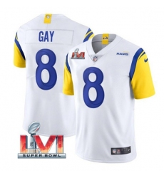 Nike Los Angeles Rams 8 Matt Gay White 2022 Super Bowl LVI Vapor Limited Jersey