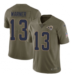 Nike Rams #13 Kurt Warner Olive Mens Stitched NFL Limited 2017 Salute to Service Jersey