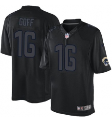 Nike Rams #16 Jared Goff Black Mens Stitched NFL Impact Limited Jersey