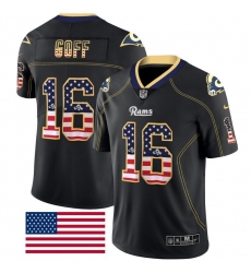 Nike Rams 16 Jared Goff Black USA Flag Fashion Limited Jersey