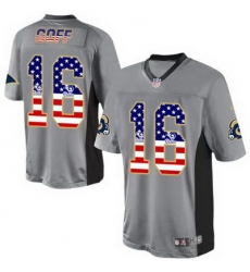 Nike Rams #16 Jared Goff Grey Mens Stitched NFL Elite USA Flag Fashion Jersey