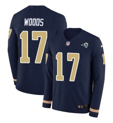 Nike Rams 17 Robert Woods Navy Blue Team Color Men s Stitched NFL Limited Therma Long Sleeve Jersey