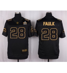 Nike Rams #28 Marshall Faulk Black Mens Stitched NFL Elite Pro Line Gold Collection Jersey