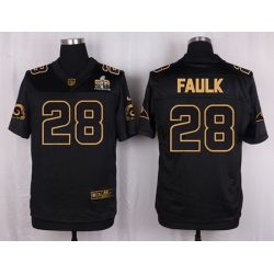 Nike Rams #28 Marshall Faulk Black Mens Stitched NFL Elite Pro Line Gold Collection Jersey