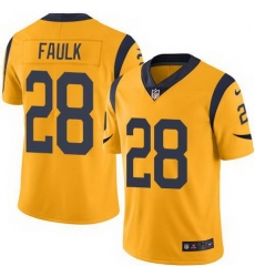 Nike Rams #28 Marshall Faulk Gold Mens Stitched NFL Limited Rush Jersey