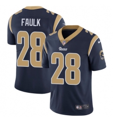 Nike Rams #28 Marshall Faulk Navy Blue Team Color Mens Stitched NFL Vapor Untouchable Limited Jersey