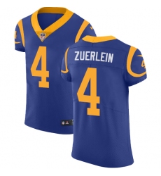 Nike Rams #4 Greg Zuerlein Royal Blue Alternate Mens Stitched NFL Vapor Untouchable Elite Jersey