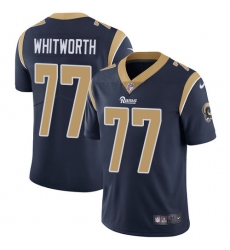Nike Rams #77 Andrew Whitworth Navy Blue Team Color Mens Stitched NFL Vapor Untouchable Limited Jersey