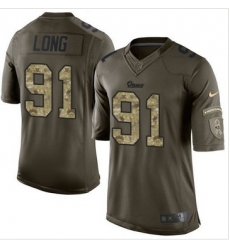 Nike St  Louis Rams #91 Chris Long Green Men 27s Stitched NFL Limited Salute to Service Jersey