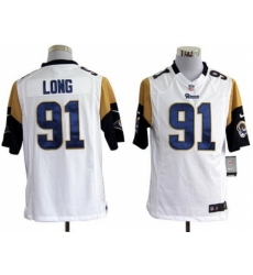 Nike St. Louis Rams 91 Chris Long White Game NFL Jersey