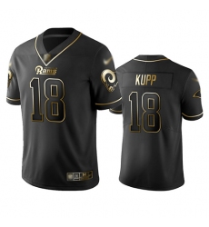 Rams 18 Cooper Kupp Black Men Stitched Football Limited Golden Edition Jersey