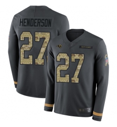 Rams 27 Darrell Henderson Anthracite Salute to Service Men Stitched Football Limited Therma Long Sleeve Jersey