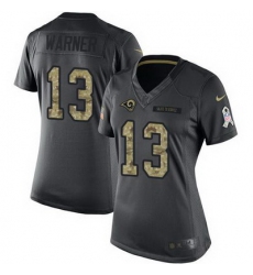 Nike Rams #13 Kurt Warner Black Womens Stitched NFL Limited 2016 Salute to Service Jersey