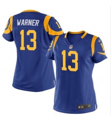 Nike Rams #13 Kurt Warner Royal Blue Alternate Womens Stitched NFL Elite Jersey