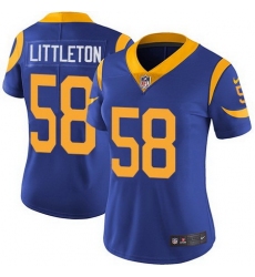 Nike Rams 58 Cory Littleton Royal Blue Alternate Womens Stitched NFL Vapor Untouchable Limited Jersey