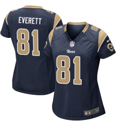 Nike Rams #81 Gerald Everett Navy Blue Team Color Womens Stitched NFL Elite Jersey