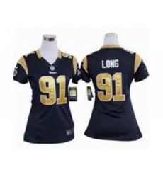 Nike Women NFL St. Louis Rams #91 Chris Long Blue Jerseys