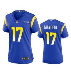 Women Los Angeles Rams 17 Baker Mayfield Royal Stitched Game Jersey