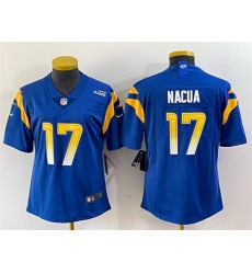 Women Los Angeles Rams 17 Puka Nacua Blue Vapor Untouchable Limited Stitched Jersey