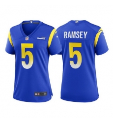 Women Los Angeles Rams #5 Jalen Ramsey Blue Stitched Football Limited Jersey