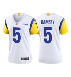 Women Los Angeles Rams #5 Jalen Ramsey White Stitched Football Limited Jersey