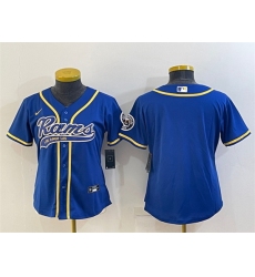 Women Los Angeles Rams Blank Royal With Patch Cool Base Stitched Baseball Jersey