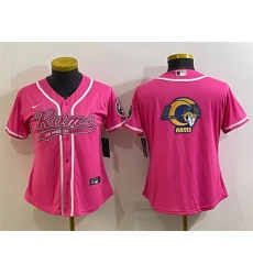 Women Los Angeles Rams Pink Team Big Logo With Patch Cool Base Stitched Baseball Jersey