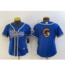 Women Los Angeles Rams Royal Team Big Logo With Patch Cool Base Stitched Baseball Jersey