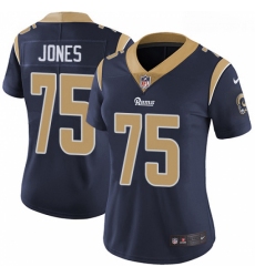 Women Nike Los Angeles Rams #75 Deacon Jones Elite Navy Blue Team Color NFL Jersey