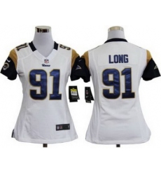 Women Nike St.Louis Rams 91# Chris Long White Nike NFL Jerseys