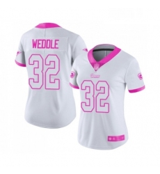 Womens Los Angeles Rams 32 Eric Weddle Limited White Pink Rush Fashion Football Jersey