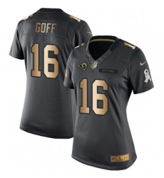 Womens Nike Los Angeles Rams 16 Jared Goff Limited BlackGold Salute to Service NFL Jersey