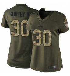 Womens Nike Los Angeles Rams 30 Todd Gurley Elite Green Salute to Service NFL Jersey