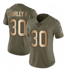 Womens Nike Los Angeles Rams 30 Todd Gurley Limited OliveGold 2017 Salute to Service NFL Jersey