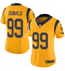 Womens Nike Los Angeles Rams 99 Aaron Donald Limited Gold Rush Vapor Untouchable NFL Jersey