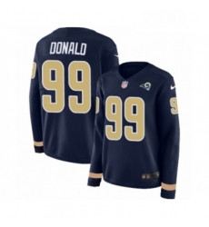 Womens Nike Los Angeles Rams 99 Aaron Donald Limited Navy Blue Therma Long Sleeve NFL Jersey