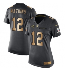 Womens Nike Rams #12 Sammy Watkins Black  Stitched NFL Limited Gold Salute to Service Jersey