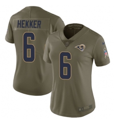 Womens Nike Rams #6 Johnny Hekker Olive  Stitched NFL Limited 2017 Salute to Service Jersey