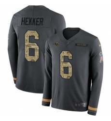 Nike Rams #6 Johnny Hekker Anthracite Salute to Service Youth Long Sleeve Jersey