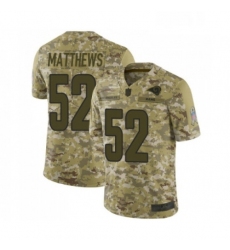 Youth Los Angeles Rams 52 Clay Matthews Limited Camo 2018 Salute to Service Football Jersey