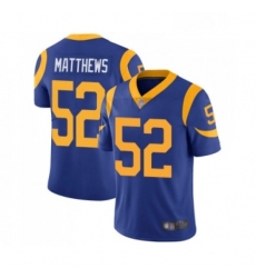 Youth Los Angeles Rams 52 Clay Matthews Royal Blue Alternate Vapor Untouchable Limited Player Football Jersey