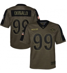 Youth Los Angeles Rams Aaron Donald Nike Olive 2021 Salute To Service Game Jersey