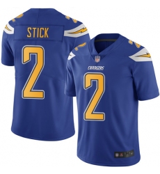 Chargers 2 Easton Stick Electric Blue Men Stitched Football Limited Rush Jersey