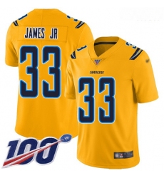 Chargers 33 Derwin James Jr Gold Men Stitched Football Limited Inverted Legend 100th Season Jersey