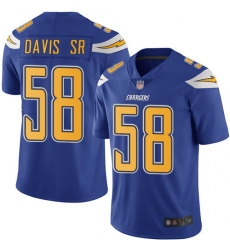 Chargers 58 Thomas Davis Sr Electric Blue Mens Stitched Football Limited Rush Jersey