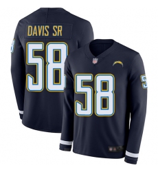 Chargers 58 Thomas Davis Sr Navy Blue Team Color Mens Stitched Football Limited Therma Long Sleeve